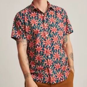 Bonobos (Sz L) Men's Multicolor Floral Button Down SS Tailored Fit Stretch Shirt
